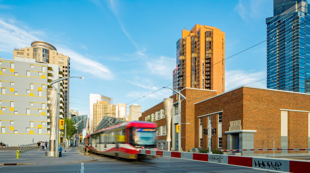 Calgary featuring railway items and a city