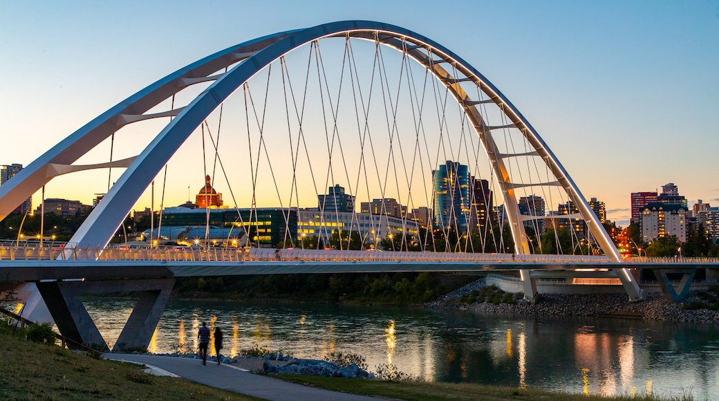 Edmonton which includes a city, a bridge and a river or creek