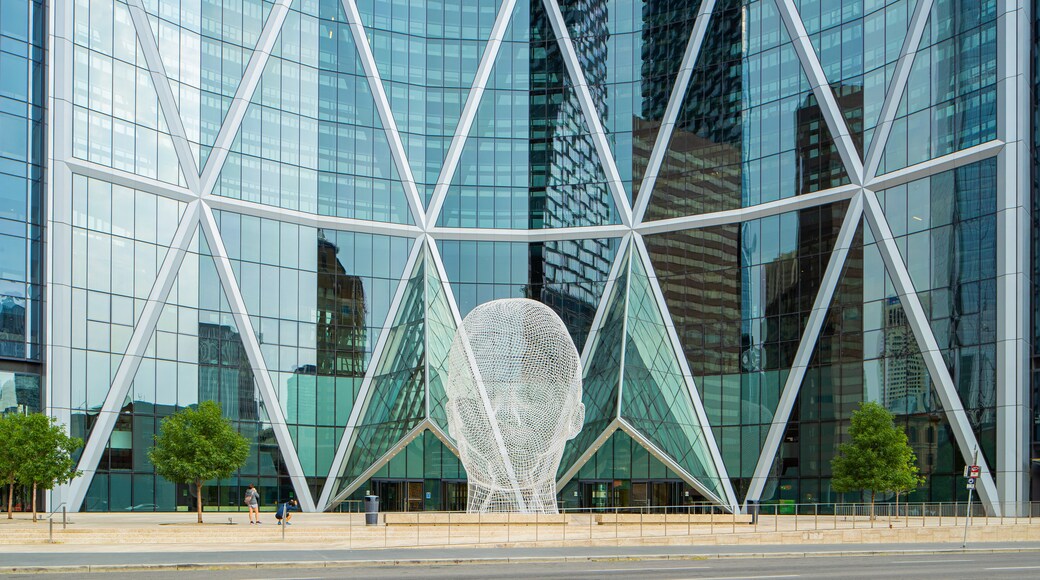 Wonderland Sculpture showing outdoor art, a city and a skyscraper