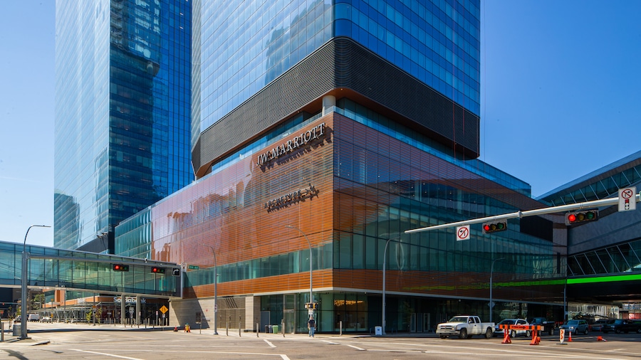 Ice District which includes a high rise building and a city