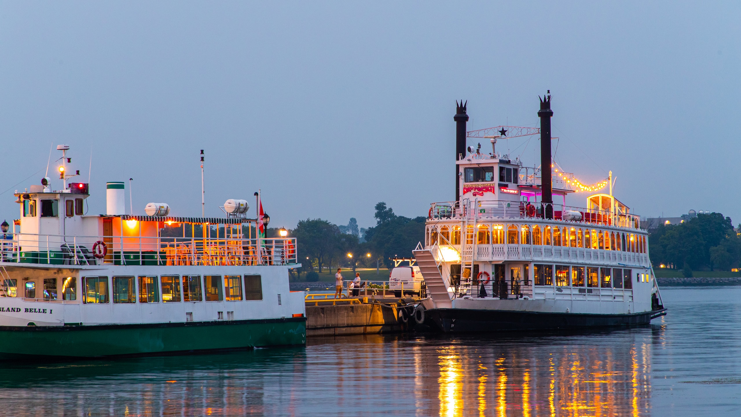 Kingston City Hall featuring boating, a bay or harbor and night scenes