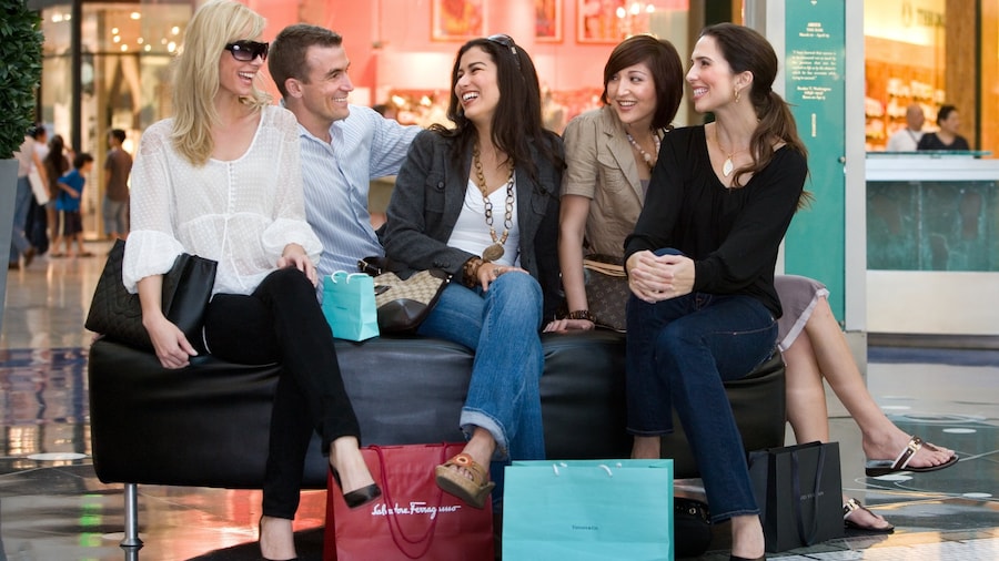 Shoppers seated inside The Mall at Millenia in Orlando, Florida.