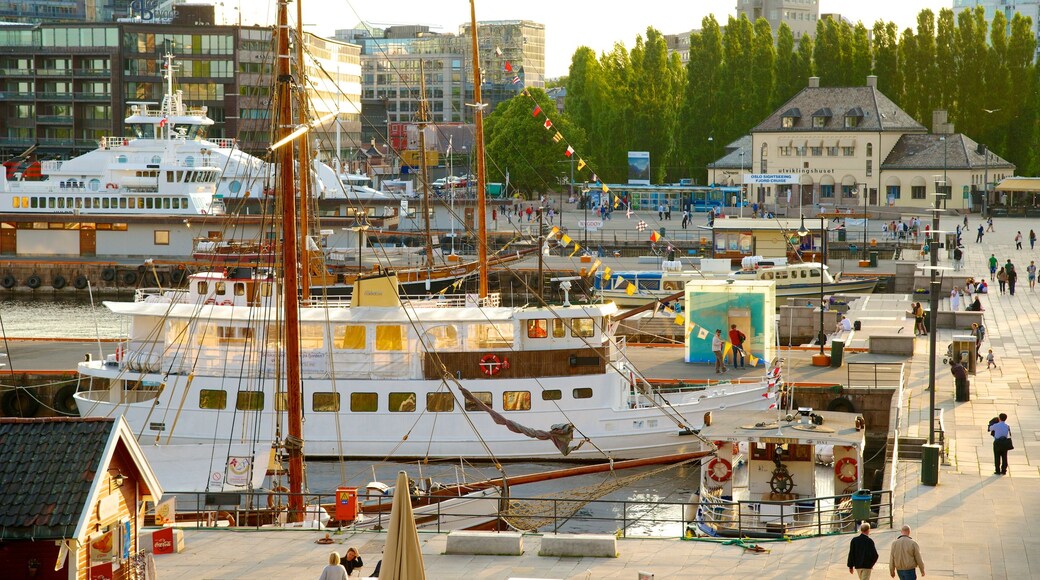 Oslo featuring a marina and a city