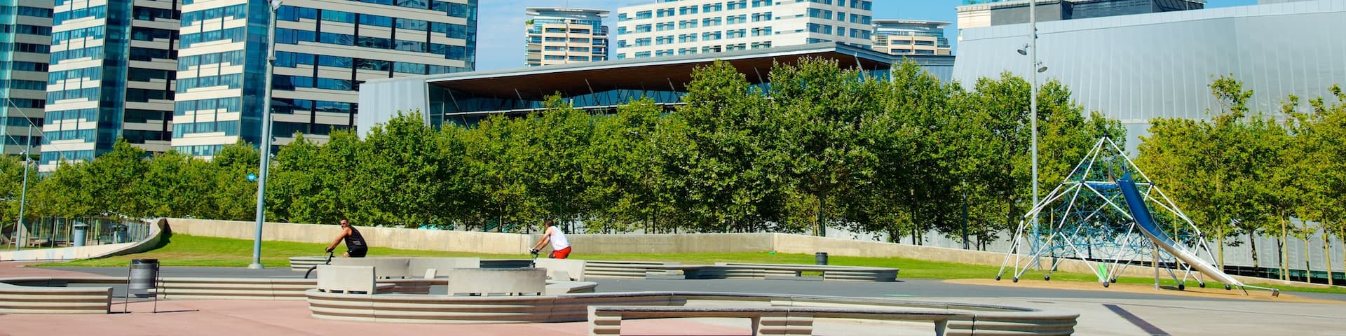 Barcelona showing skyline, a square or plaza and a city