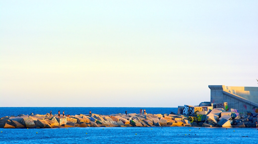 Barceloneta Beach which includes general coastal views and views