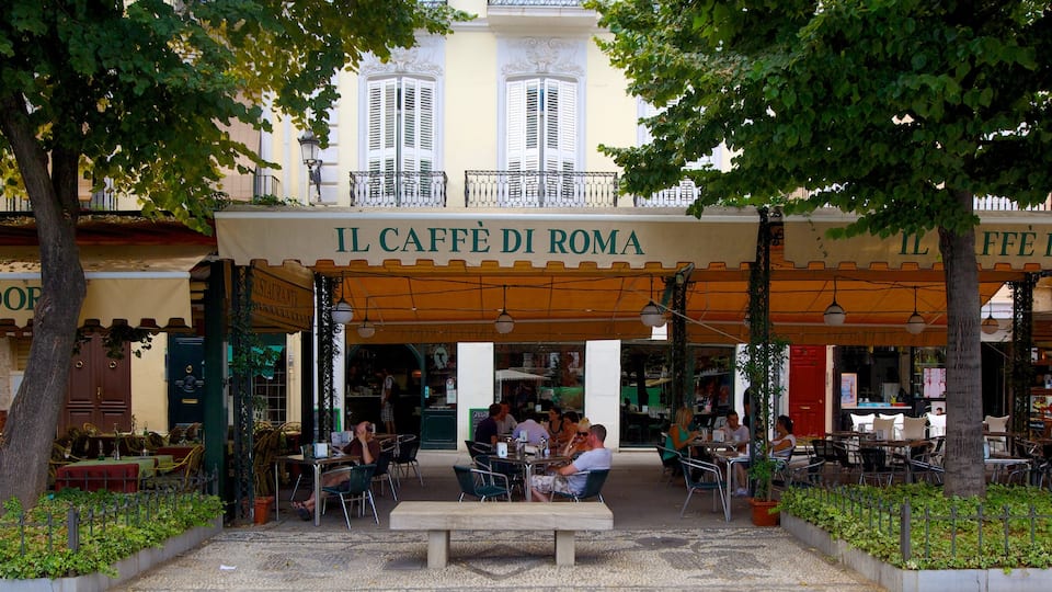 Plaza Bib-Rambla ofreciendo comidas al aire libre, una ciudad y señalización