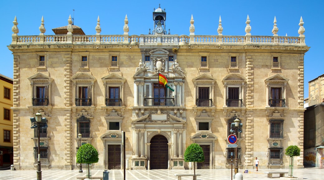 Plaza Nueva showing a square or plaza, an administrative building and heritage architecture