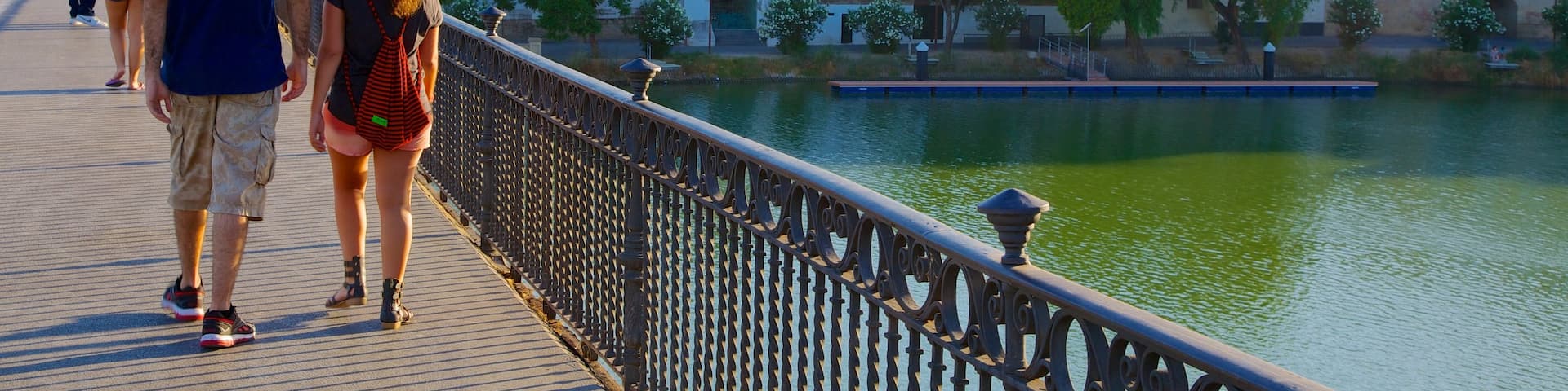 Puente de Triana que incluye un puente, una ciudad y un río o arroyo