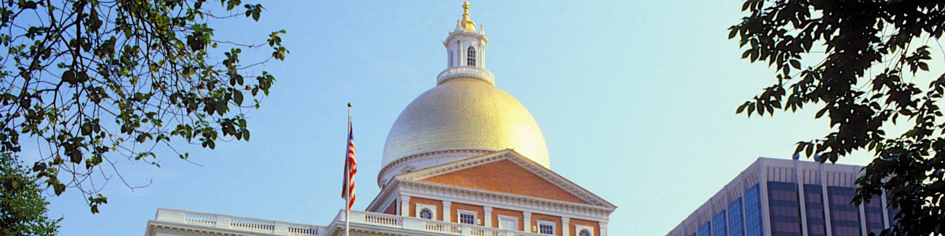 Massachusetts State House showing an administrative buidling and heritage architecture