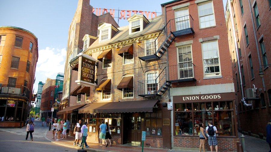 Massachusetts featuring signage, street scenes and a city