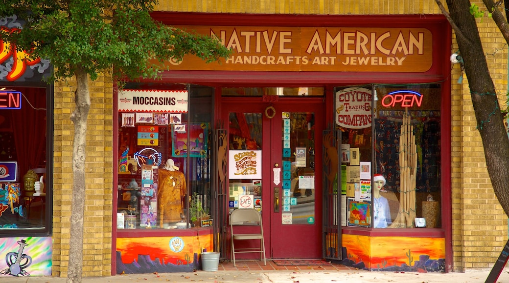 Little Five Points featuring signage and markets