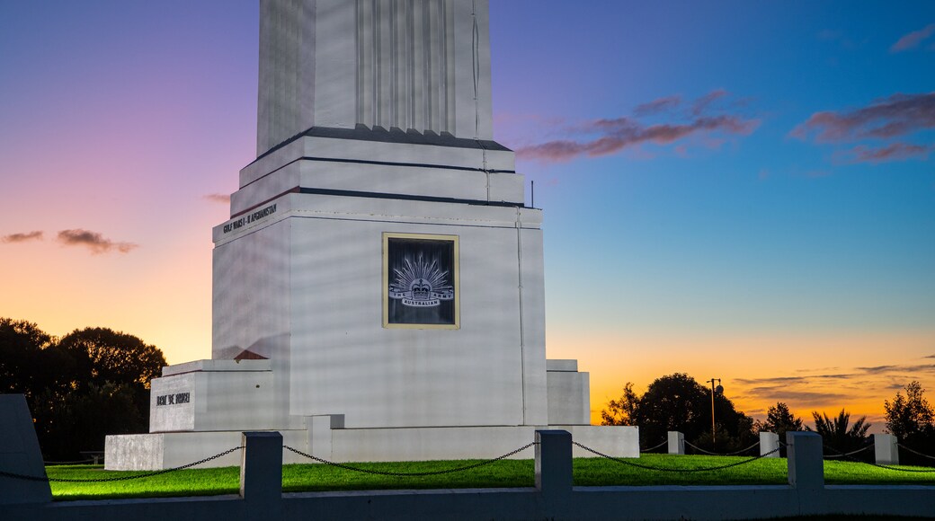 Memorial Hill Lookout which includes a sunset