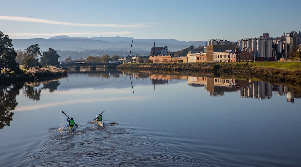 Launceston CBD featuring a river or creek, kayaking or canoeing and a sunset