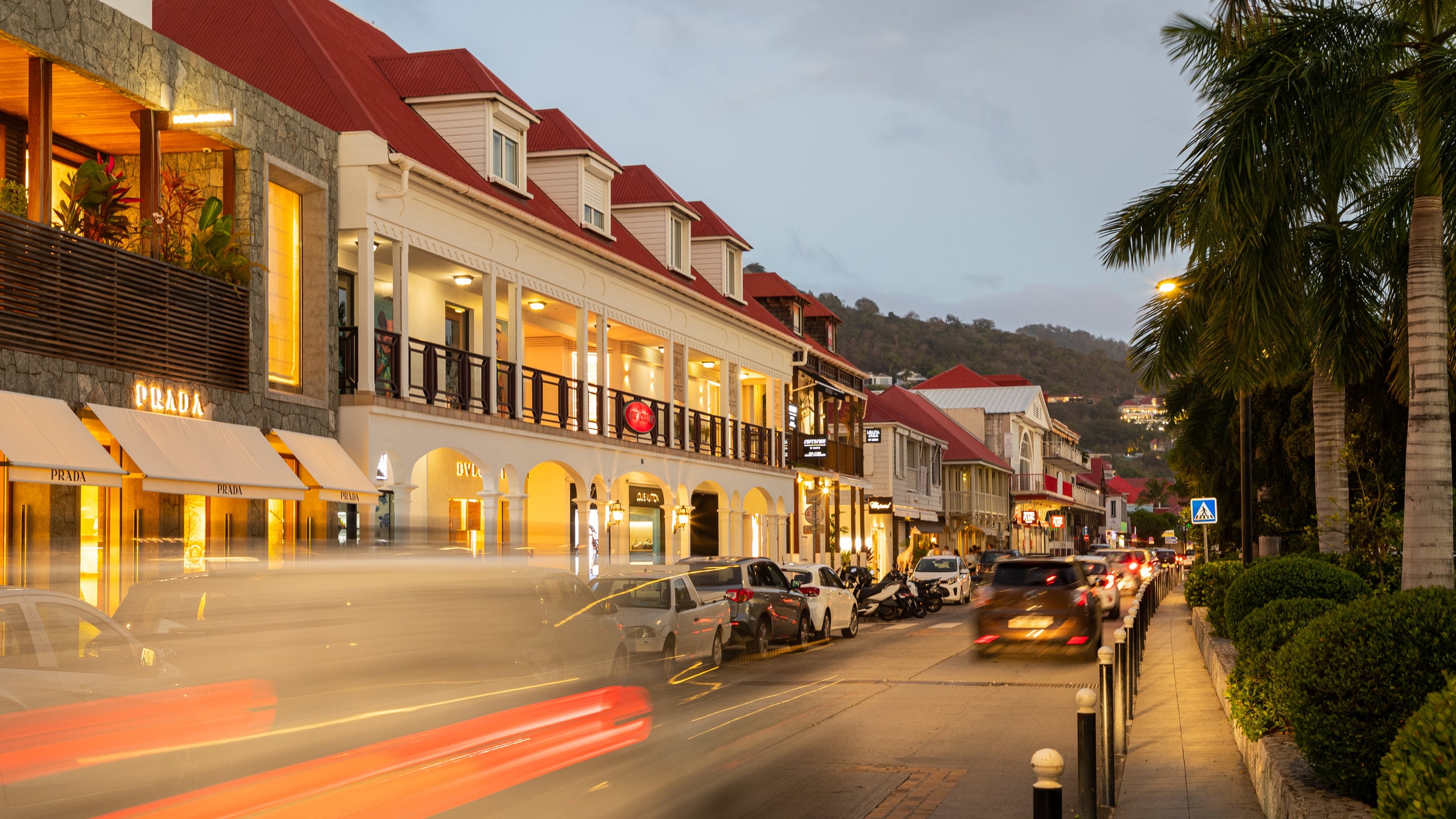 View of shops and buildings in town, Gustavia, St. Barthelemy (St