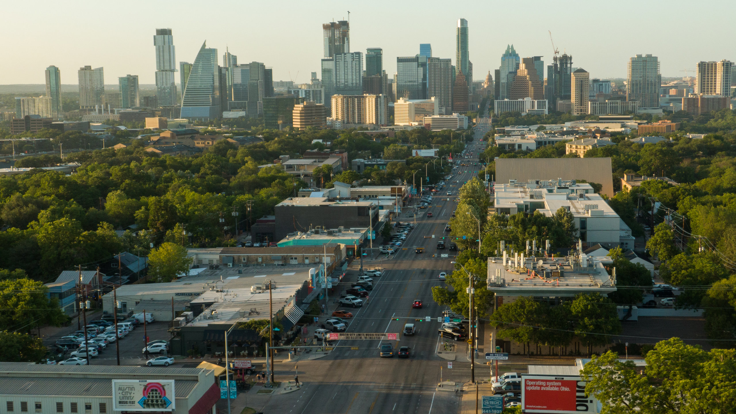 South Congress Avenue featuring a city, a sunset and landscape views