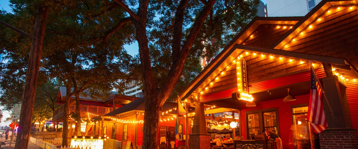 Rainey Street featuring night scenes