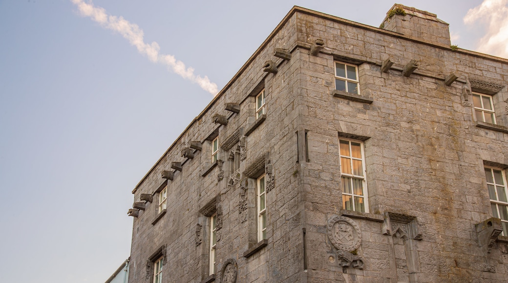 Lynch\'s Castle showing heritage architecture and a sunset