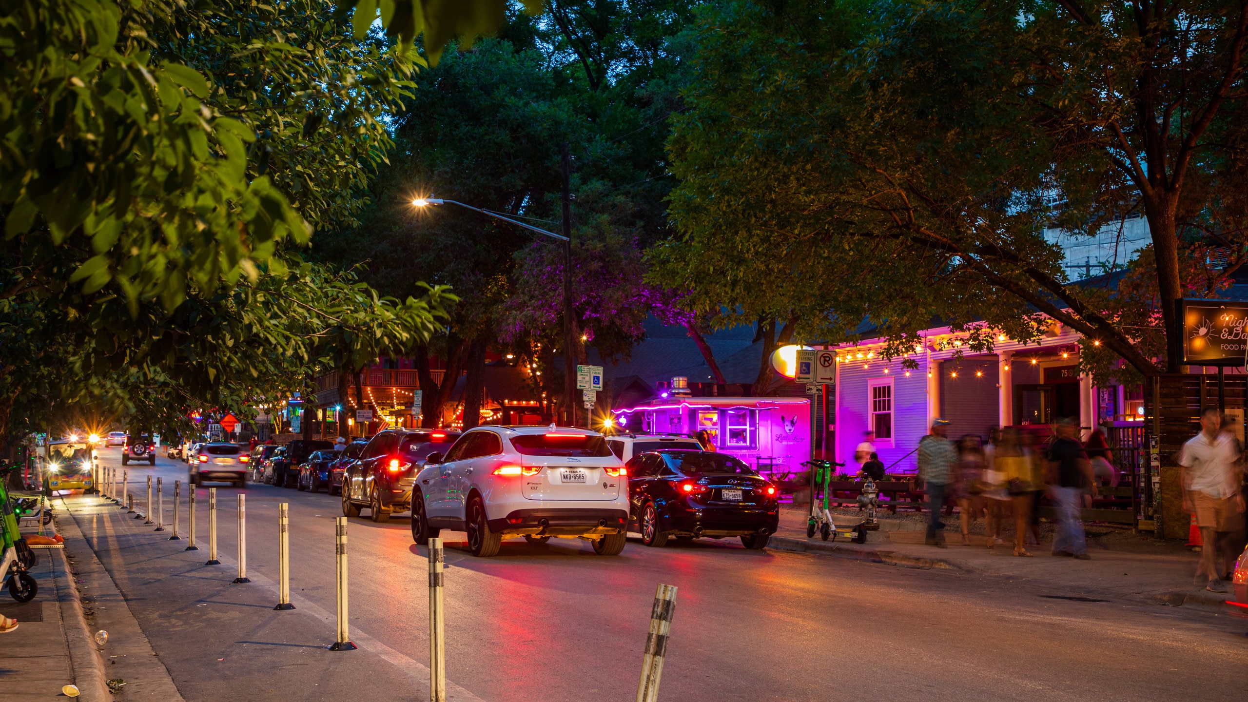 Rainey Street featuring nightlife and night scenes