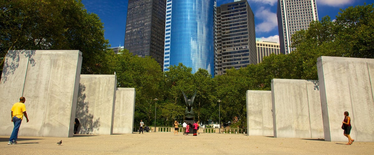 Battery Park featuring modern architecture, a square or plaza and a city