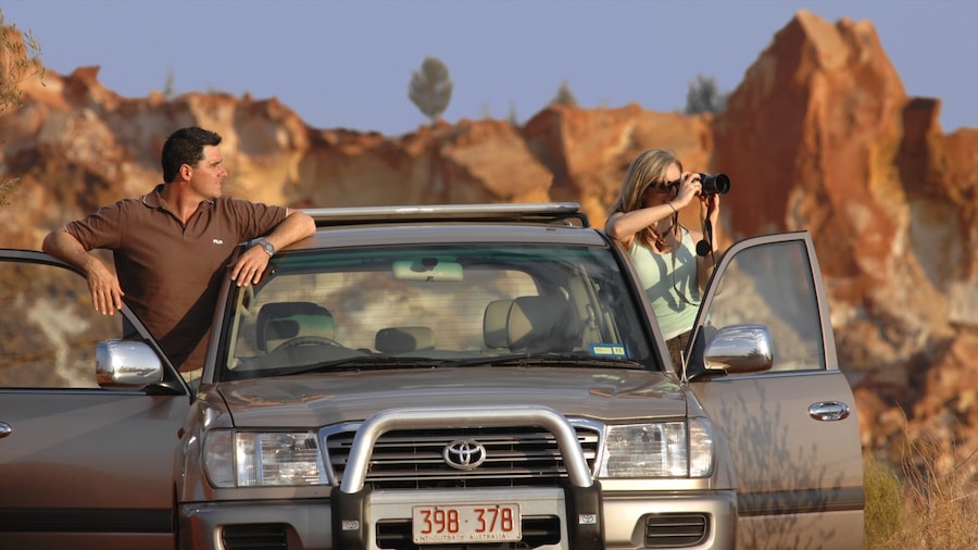 Alice Springs showing desert views and vehicle touring as well as a couple