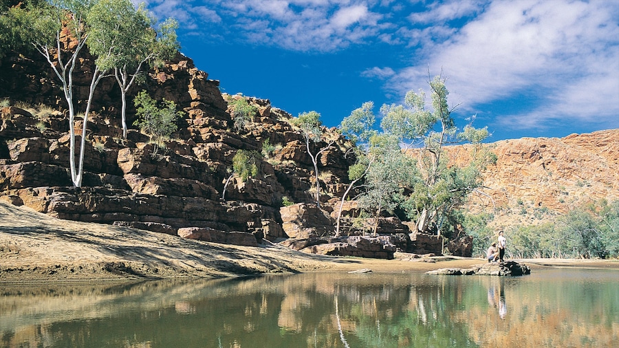 Alice Springs featuring a gorge or canyon, a lake or waterhole and landscape views