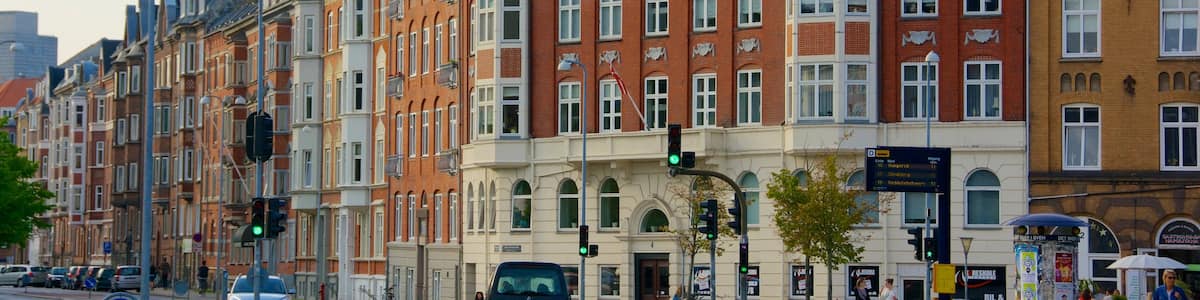 Aalborg das einen historische Architektur, Straßenszenen und Stadt