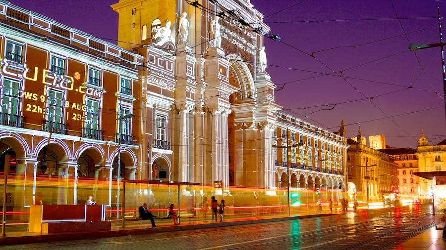 Praça do Comércio das einen bei Nacht, Stadt und Straßenszenen