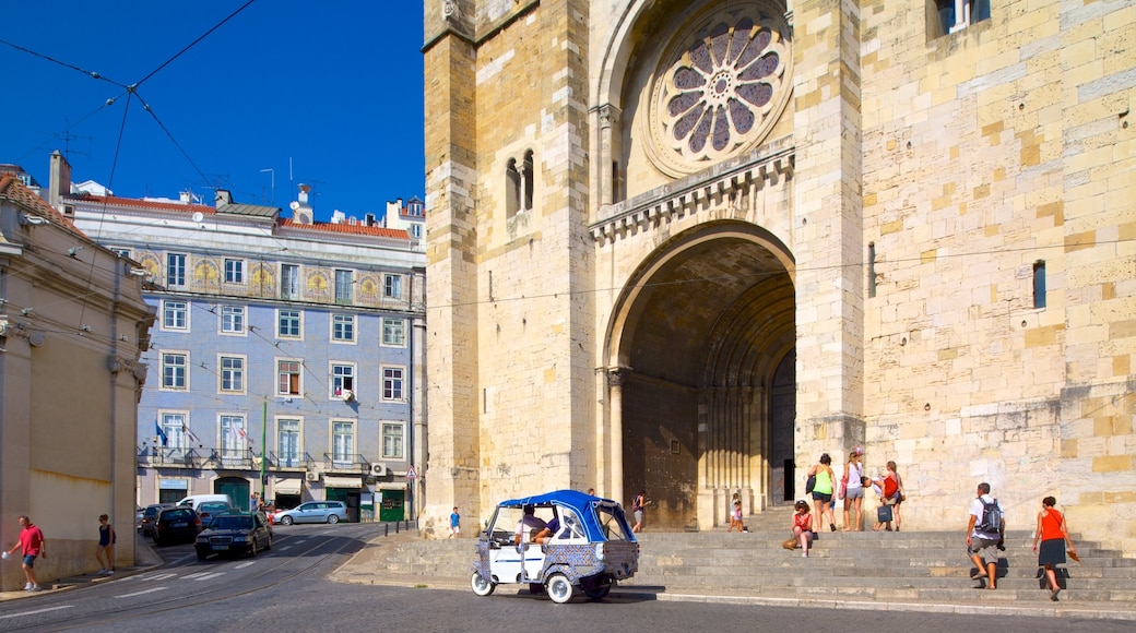 Lisbon Cathedral showing a church or cathedral, heritage architecture and a city