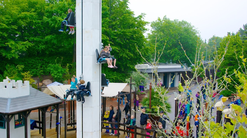 Legoland Park showing rides as well as a large group of people