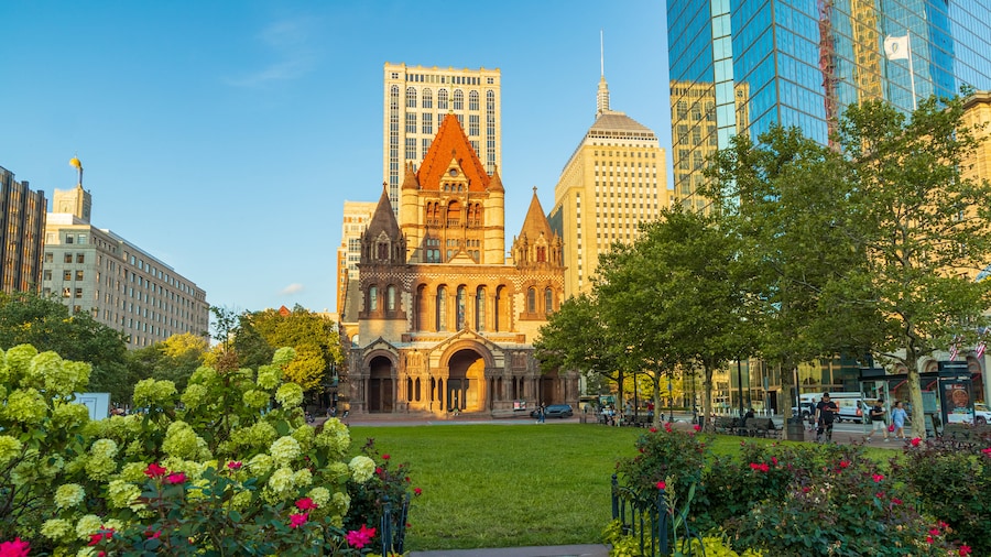 Vibrant public square with historic architecture at Copley Square in Boston.