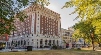 Worcester Central Business District showing heritage architecture and a city