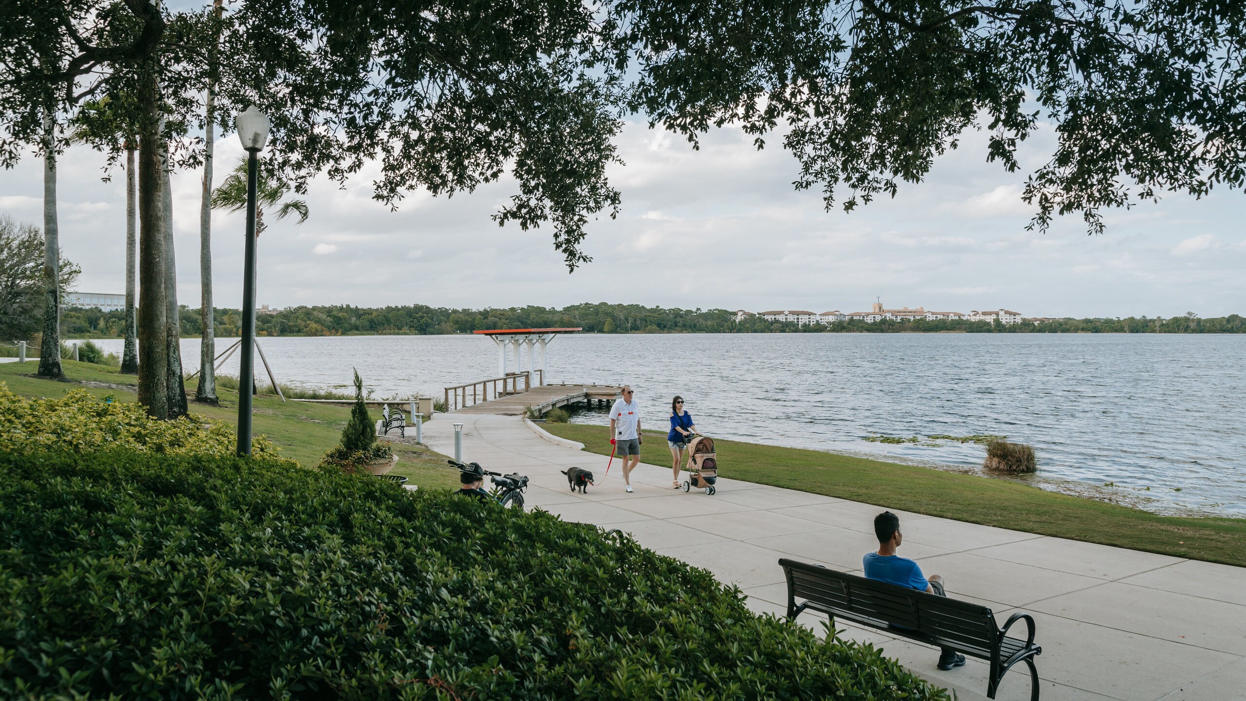Orlando showing a lake or waterhole and a park as well as a couple