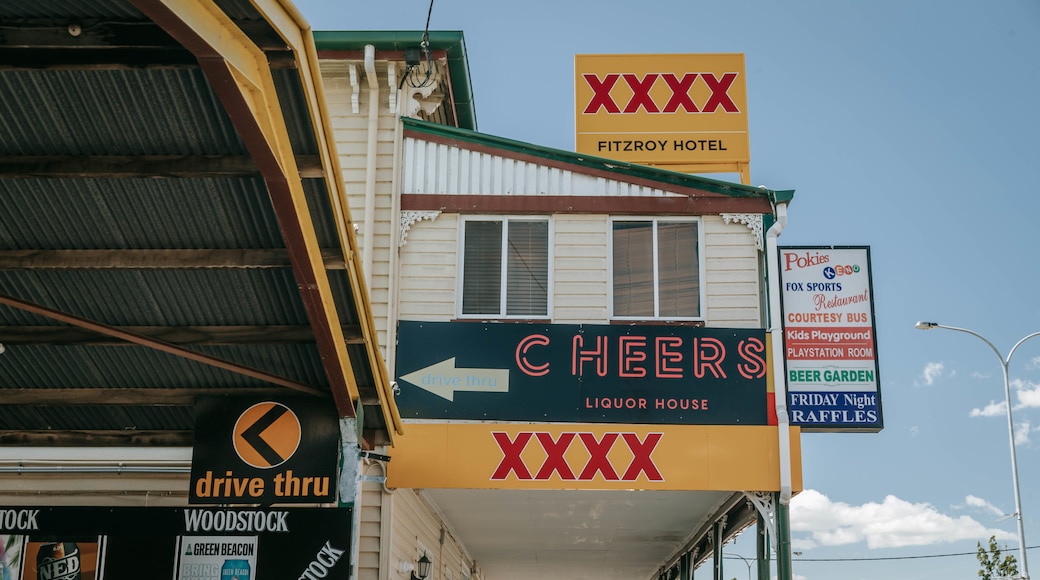 Nanango featuring signage and a small town or village