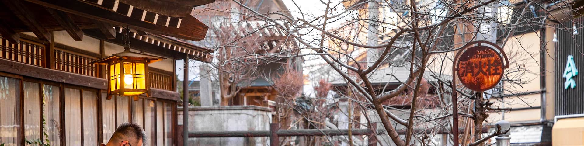 Yudanaka Shibu Onsen featuring heritage elements as well as an individual male