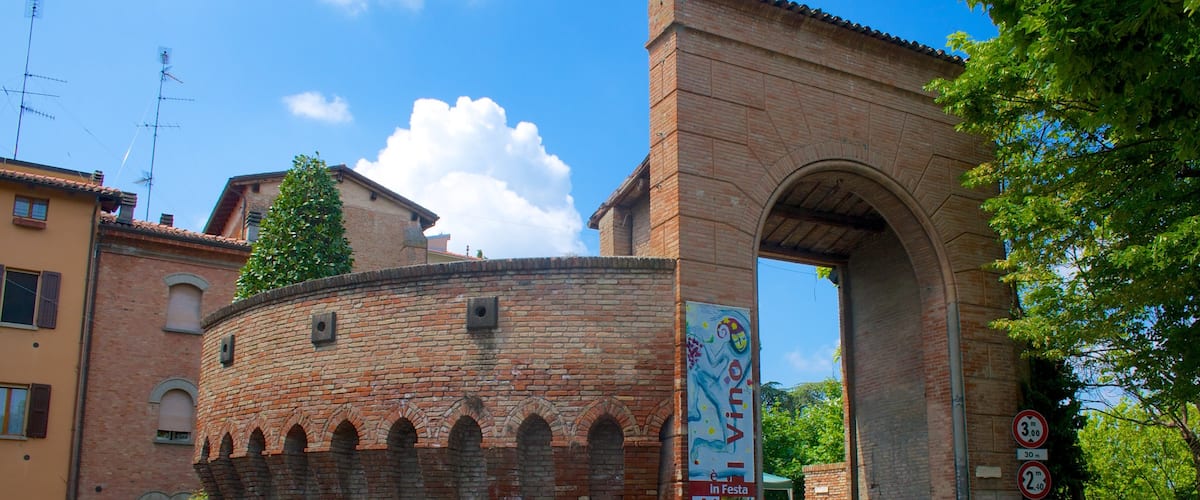 Dozza featuring heritage architecture and a city