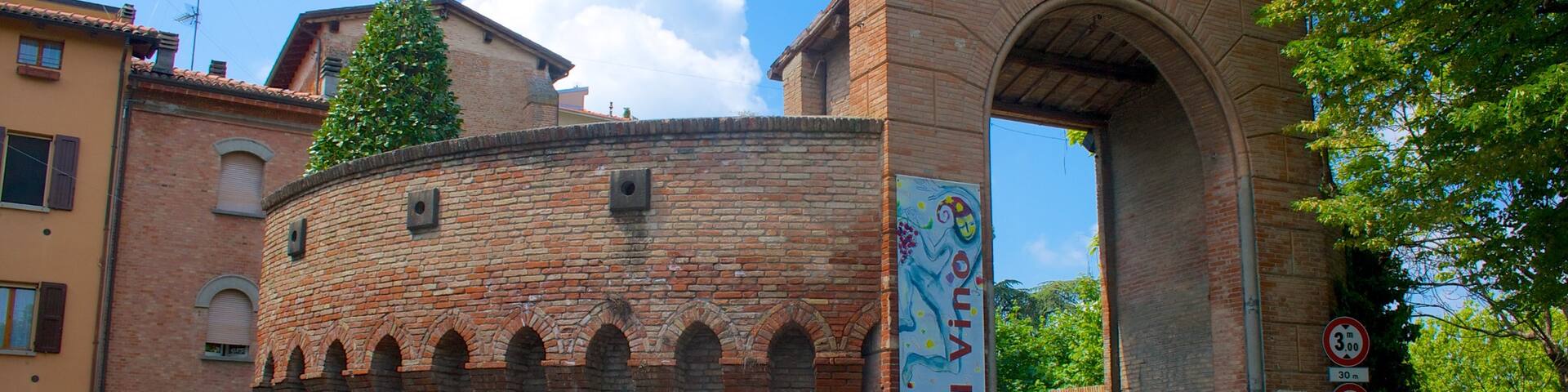 Dozza featuring heritage architecture and a city