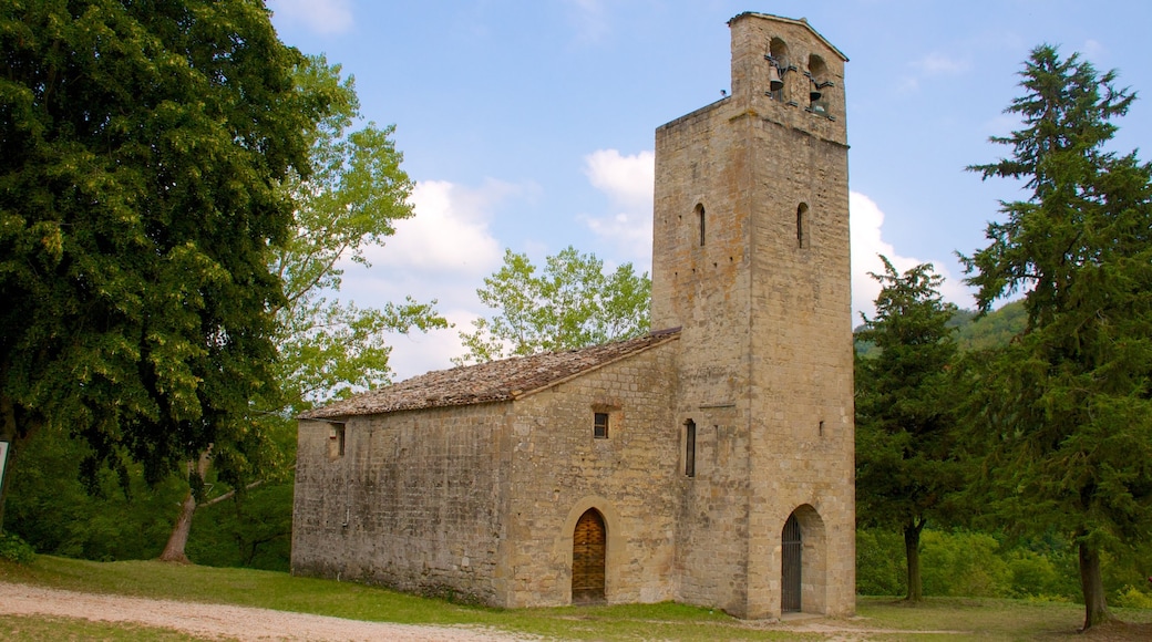 Montemonaco featuring a church or cathedral and heritage architecture