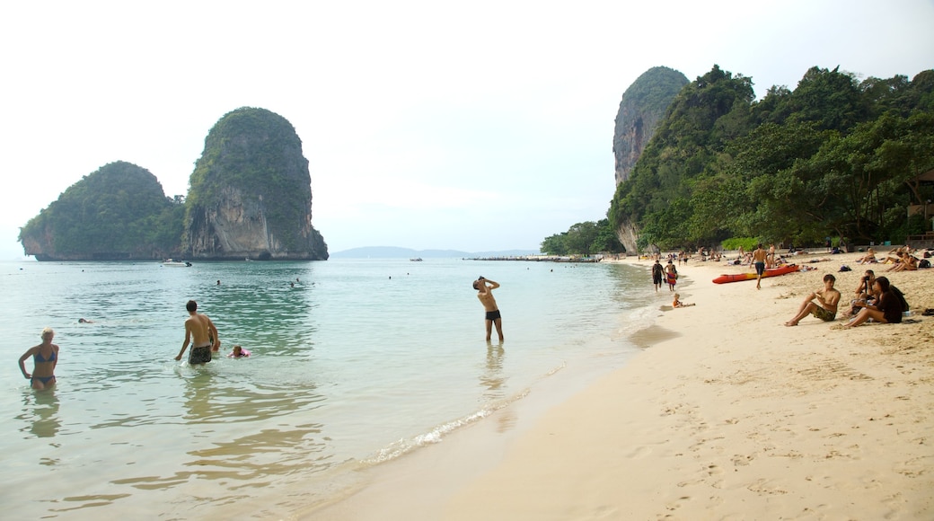 West Railay Beach showing tropical scenes, a sandy beach and swimming