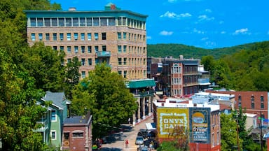 Eureka Springs showing heritage architecture and a city