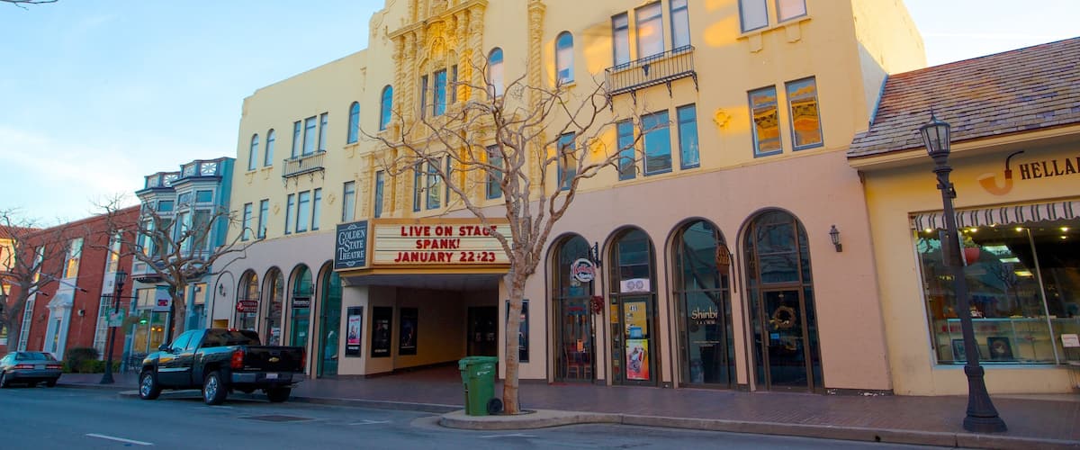 Golden State Theatre showing theater scenes and a city