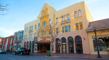 Golden State Theatre showing a city and theatre scenes