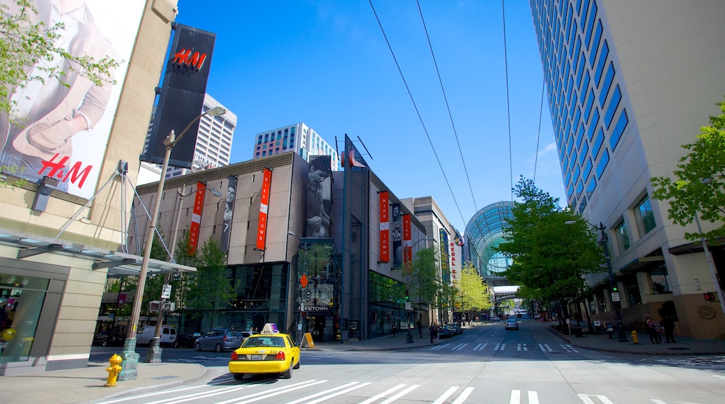 Washington State Convention & Trade Center som inkluderar en stad, affärsdistrikt och modern arkitektur