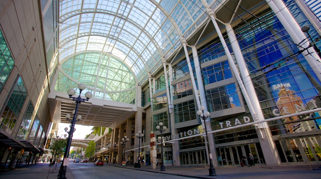 Washington State Convention Center showing modern architecture, shopping and interior views