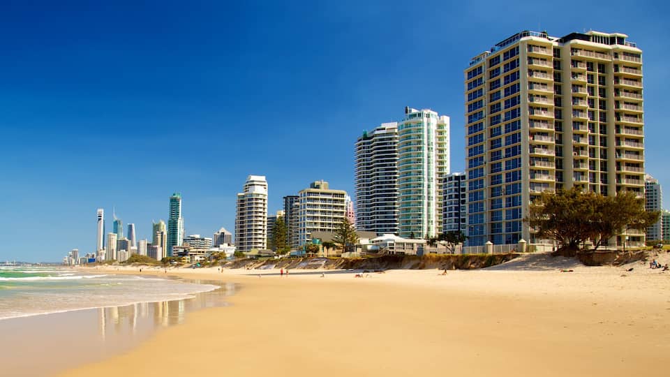 Southport showing cbd, a sandy beach and a high rise building