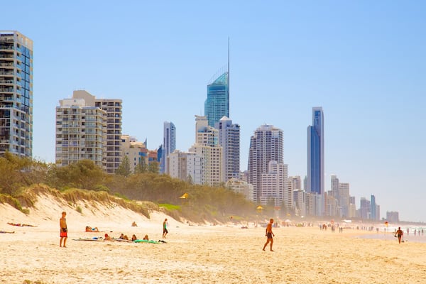 Kurrawa Beach featuring skyline, a sandy beach and a city