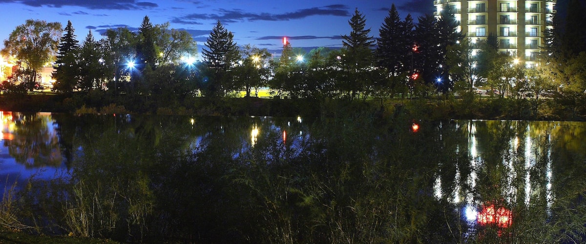 Idaho Falls which includes a river or creek, night scenes and a hotel