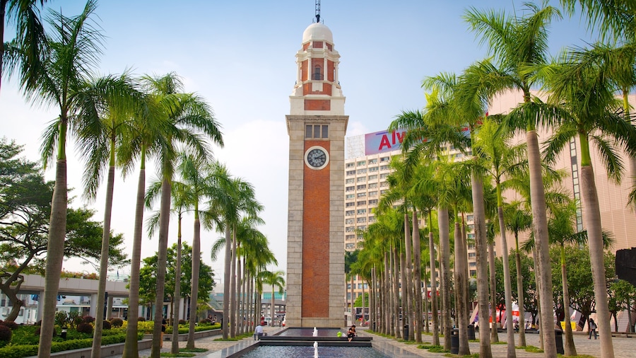 Tsim Sha Tsui which includes a fountain and a city