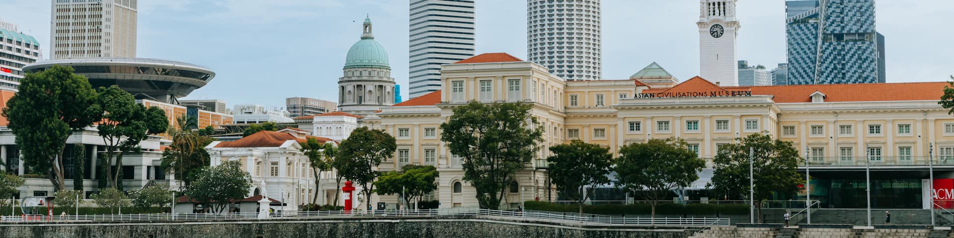 Singapore Central Business District showing a city and a bay or harbor