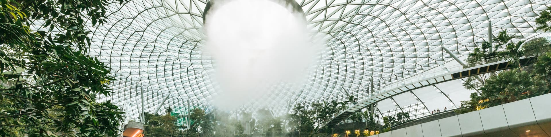 Jewel Changi Airport featuring interior views, a fountain and a garden
