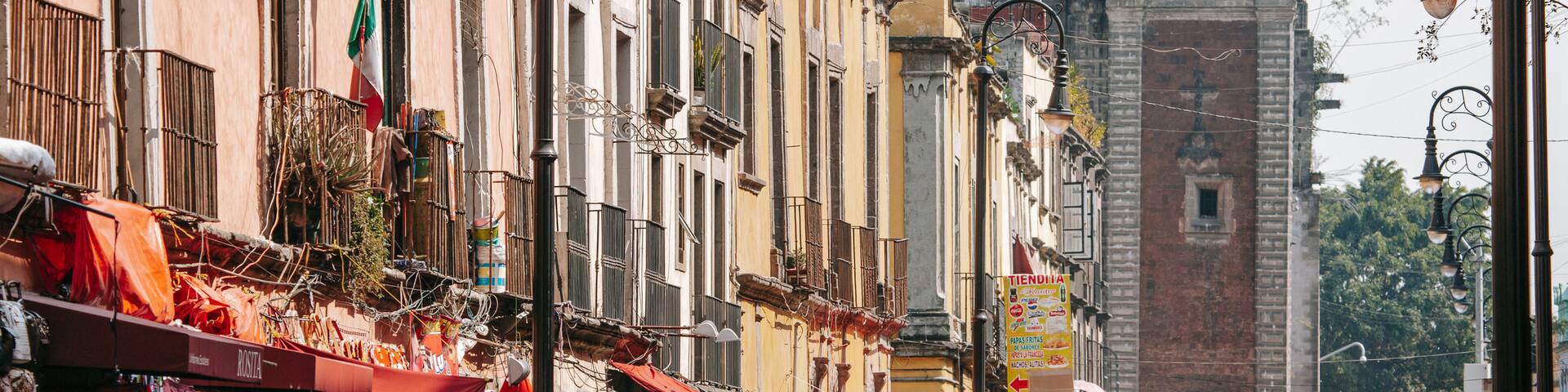 Downtown Mexico City featuring a city and street scenes